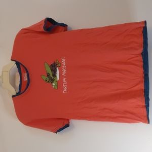 Lazy One T-Shirt Turtley Awesome Screen Print Coral/Blue Sz Small